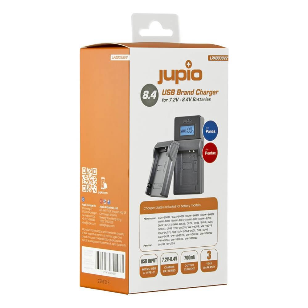  Jupio USB Batteriladdare fr Panasonic/Pentax 7,2-8,4V batterier