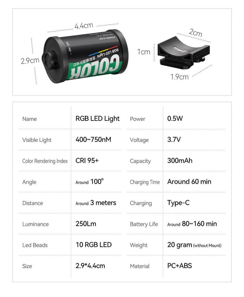  TTArtisan Mini Magnetisk RGB LED-belysning  Retroinspirerad som en Filmrulle