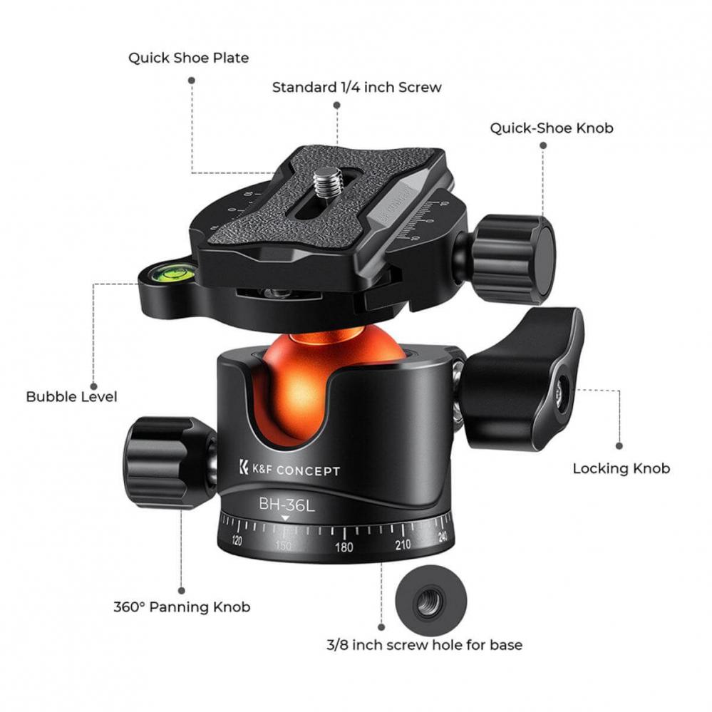  K&F Concept Kulled med panoramaindexering fr kamerastativ 16kg