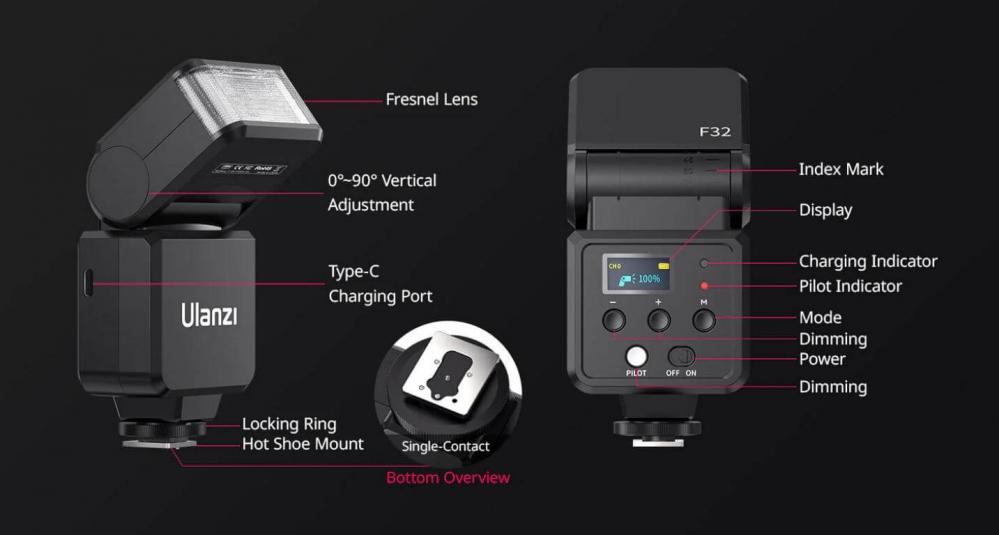 Ulanzi F32 Kamerablixt fr nstan alla kameror med blixtsko