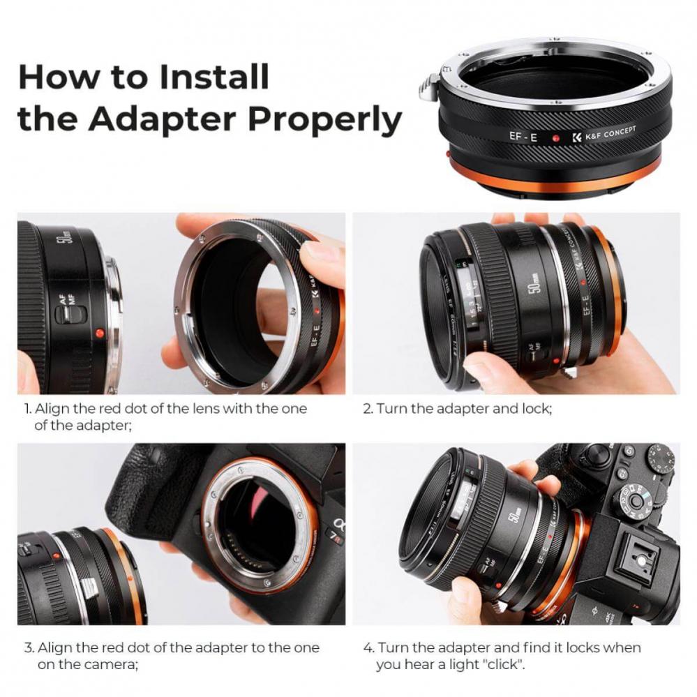  K&F Concept Objektivadapter IV Pro till Canon EF-objektiv fr Sony E