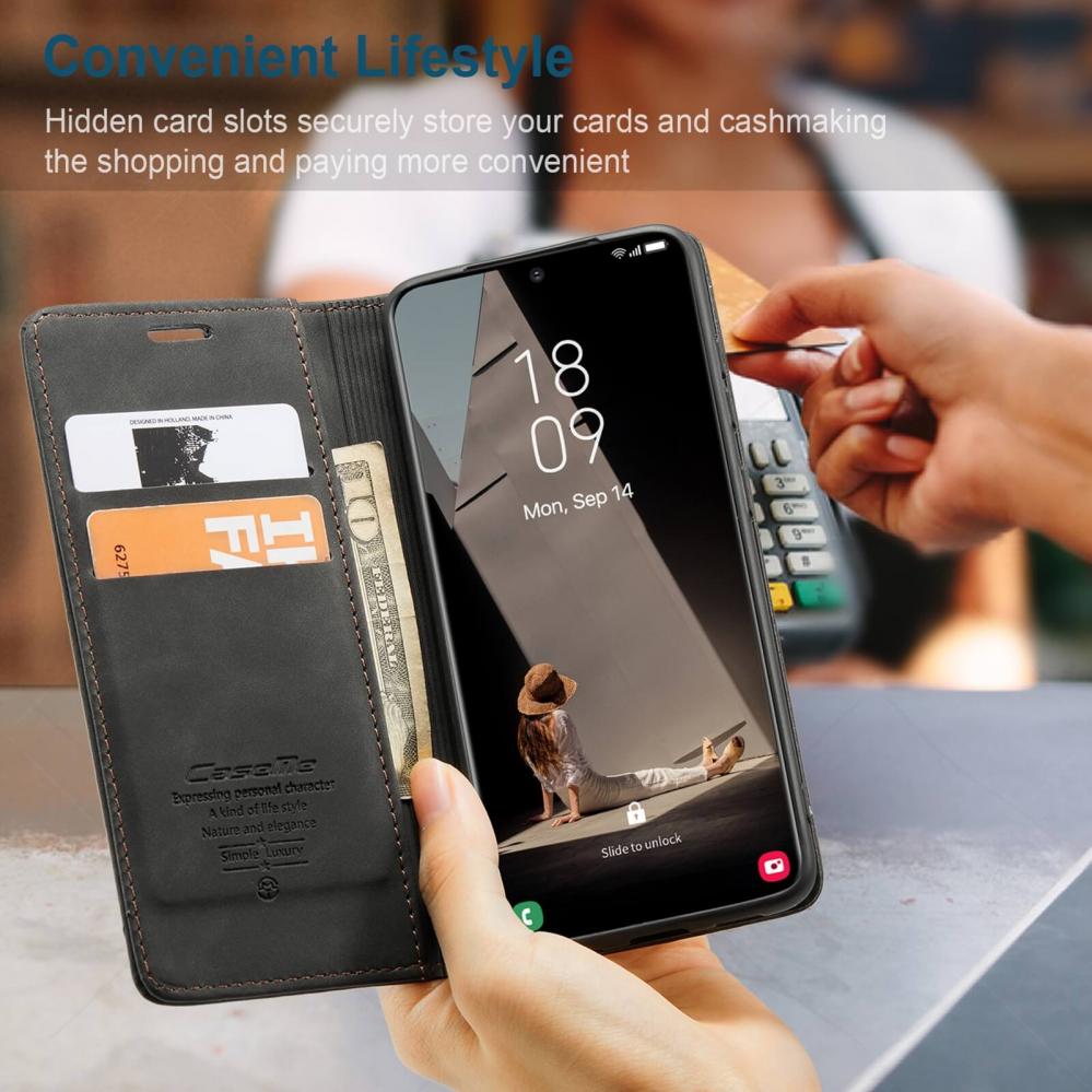  CaseMe Plnboksfodral Svart med kortplats fr Samsung Galaxy S21 FE