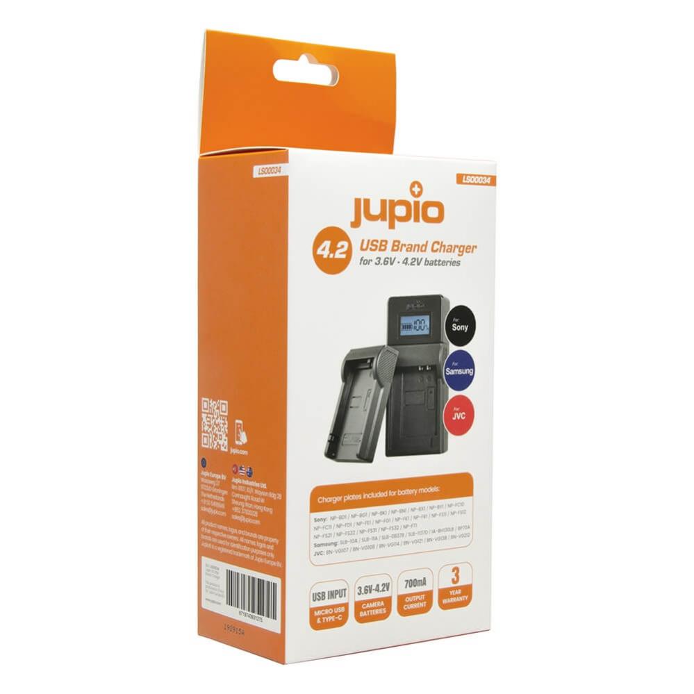  Jupio USB Batteriladdare fr JVC/Samsung/Sony 3,6-4,2V batterier