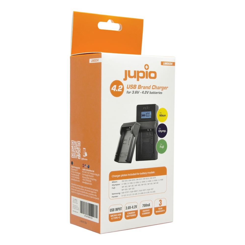  Jupio USB Batteriladdare fr Nikon/ Fuji/ Olympus 3,6-4,2V batterier