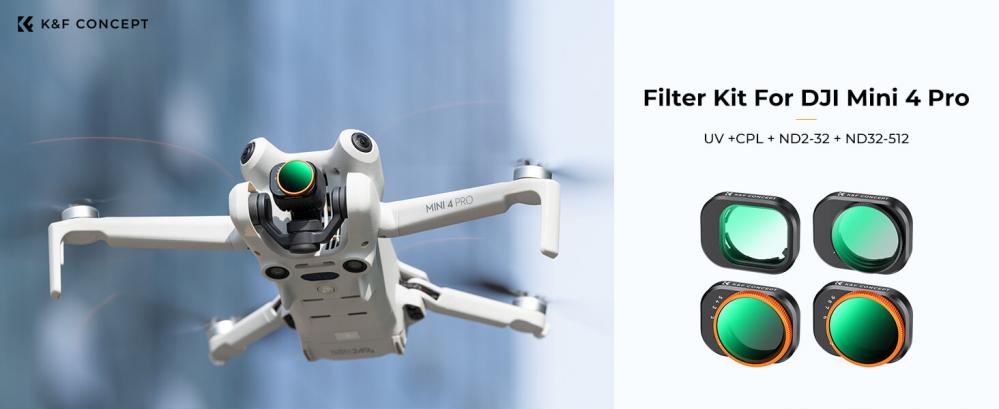  K&F Concept Filterpaket 4st UV+CPL+ND2-32+ND32-512 fr DJI Mini 4 Pro