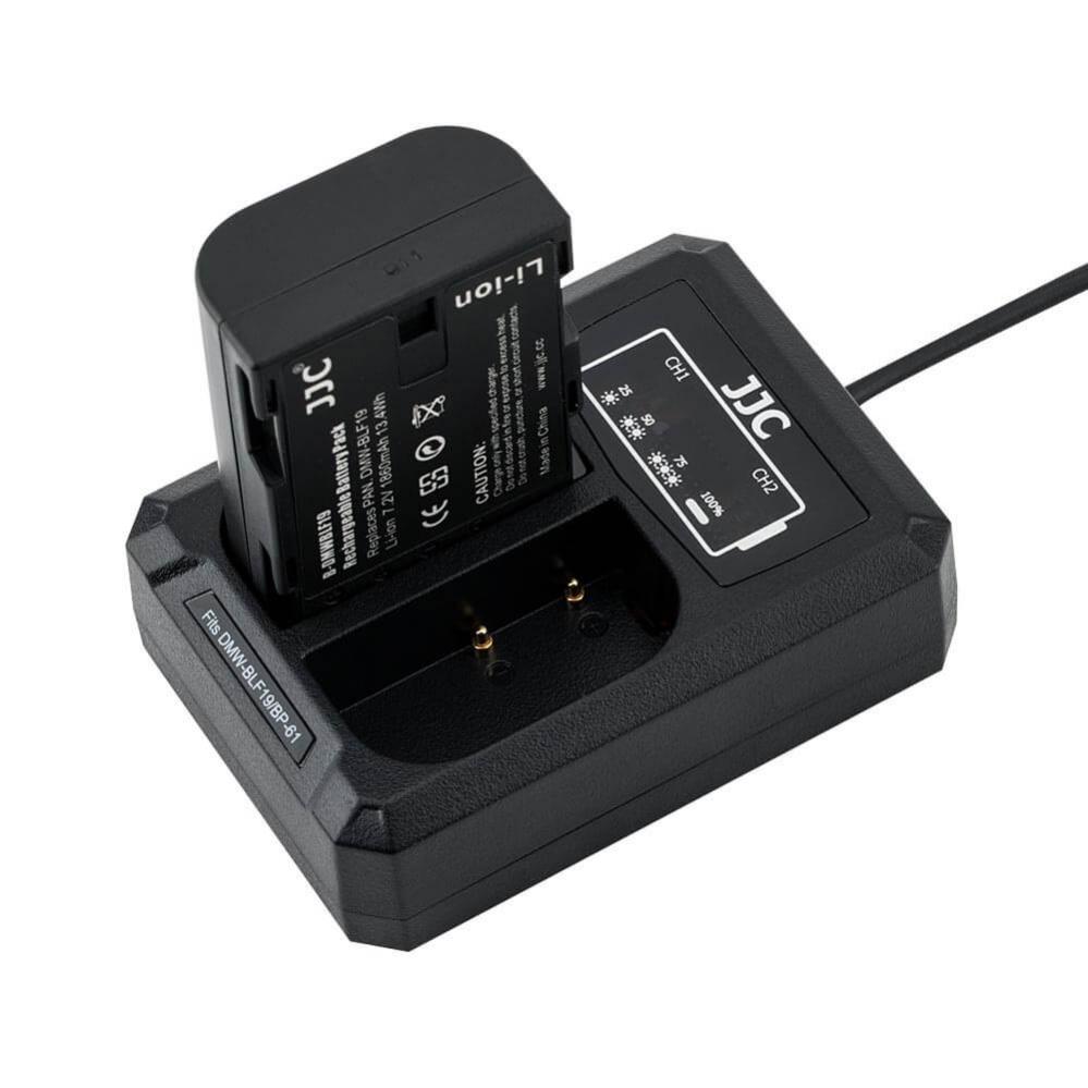  JJC USB-driven dubbel batteriladdare fr DMW-BLF19 BLK22 BP-61 BLF19/B BLK22