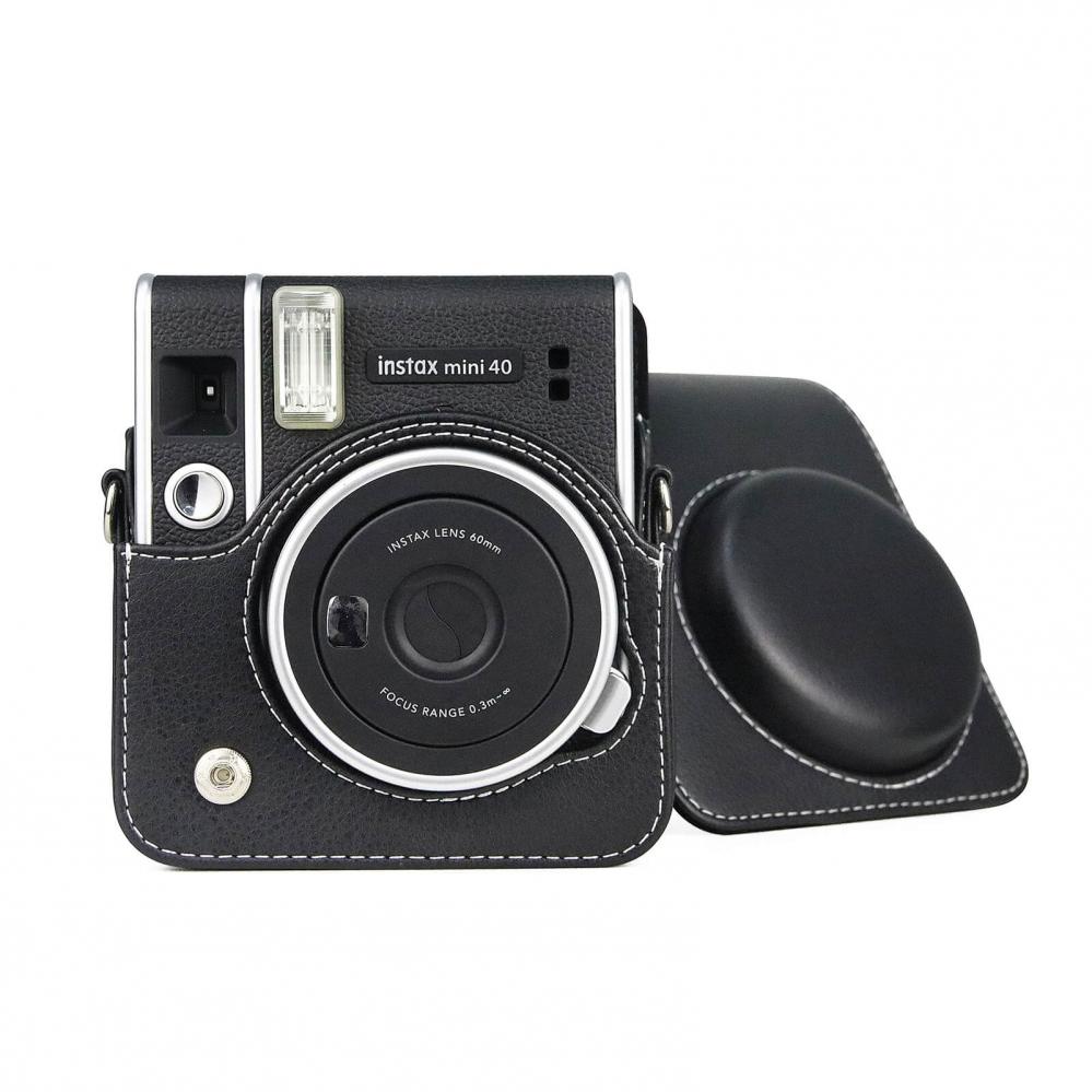 Fintie Väska för Fujifilm Instax Mini 40 direktbildskamera, premium  konstläder skyddsfodral resa kameraväska fodral med avtagbara remmar, svart  : : Elektronik