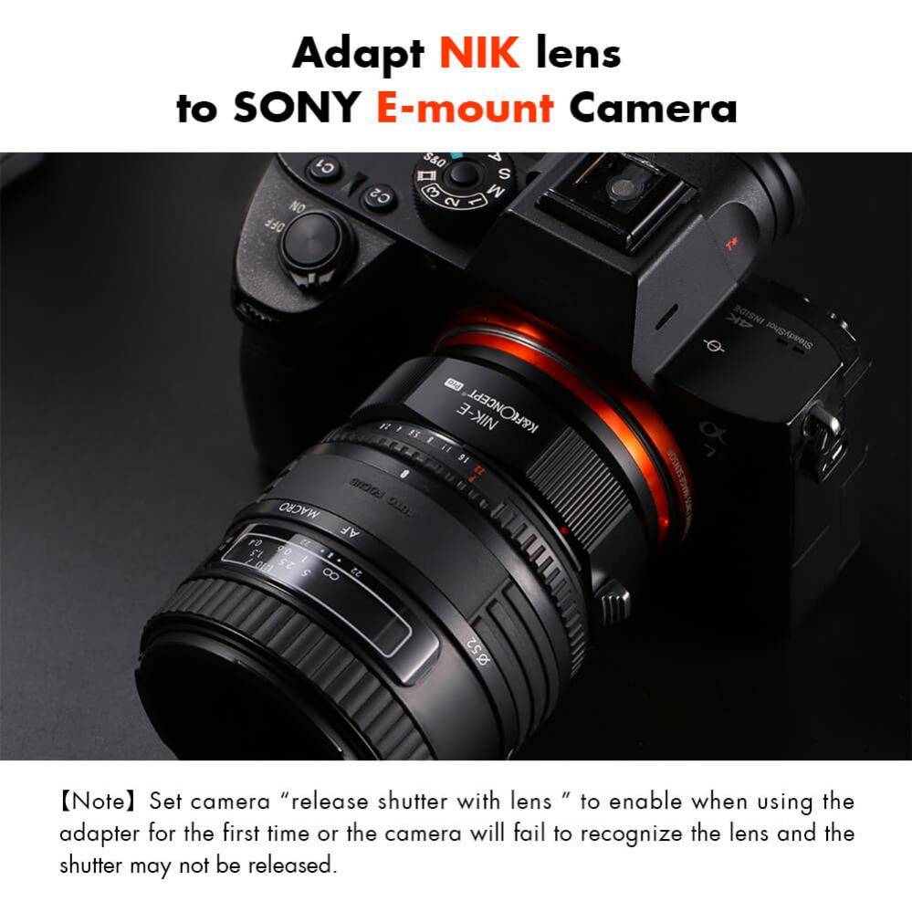  K&F Concept Objektivadapter Pro till Nikon F objektiv fr Sony E kamerahus
