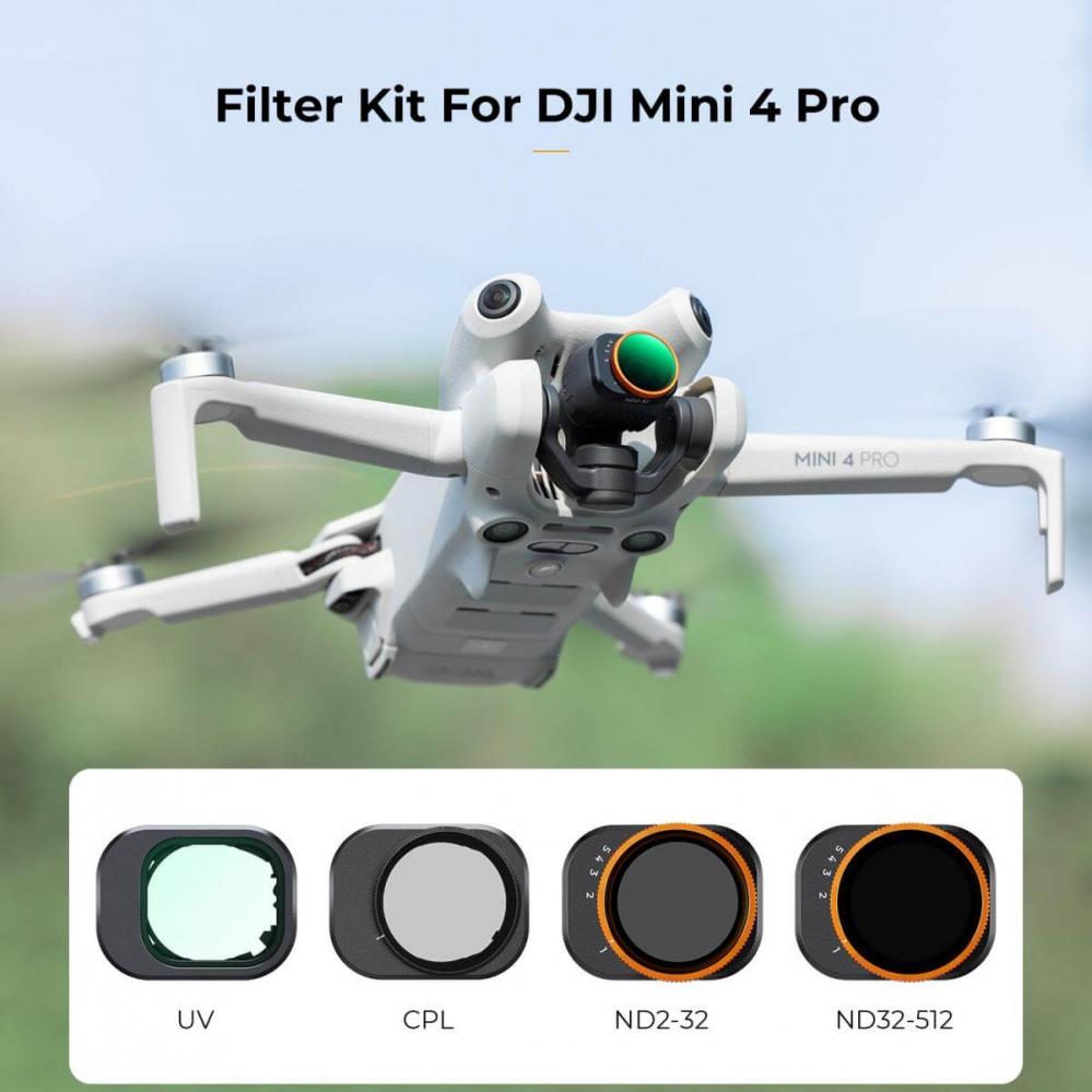  K&F Concept Filterpaket 4st UV+CPL+ND2-32+ND32-512 fr DJI Mini 4 Pro