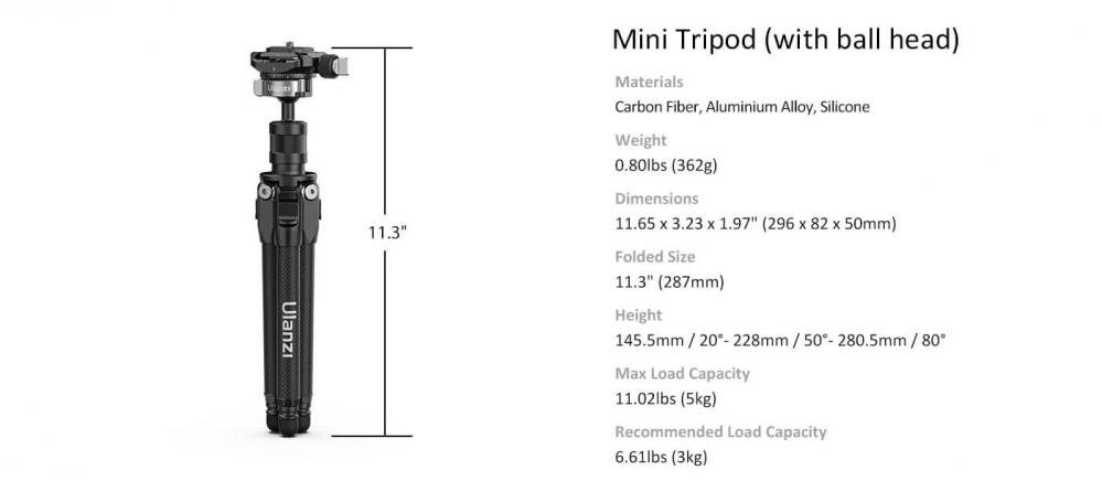  Ulanzi TT35 Ministativ av kolfiber fr fotografering