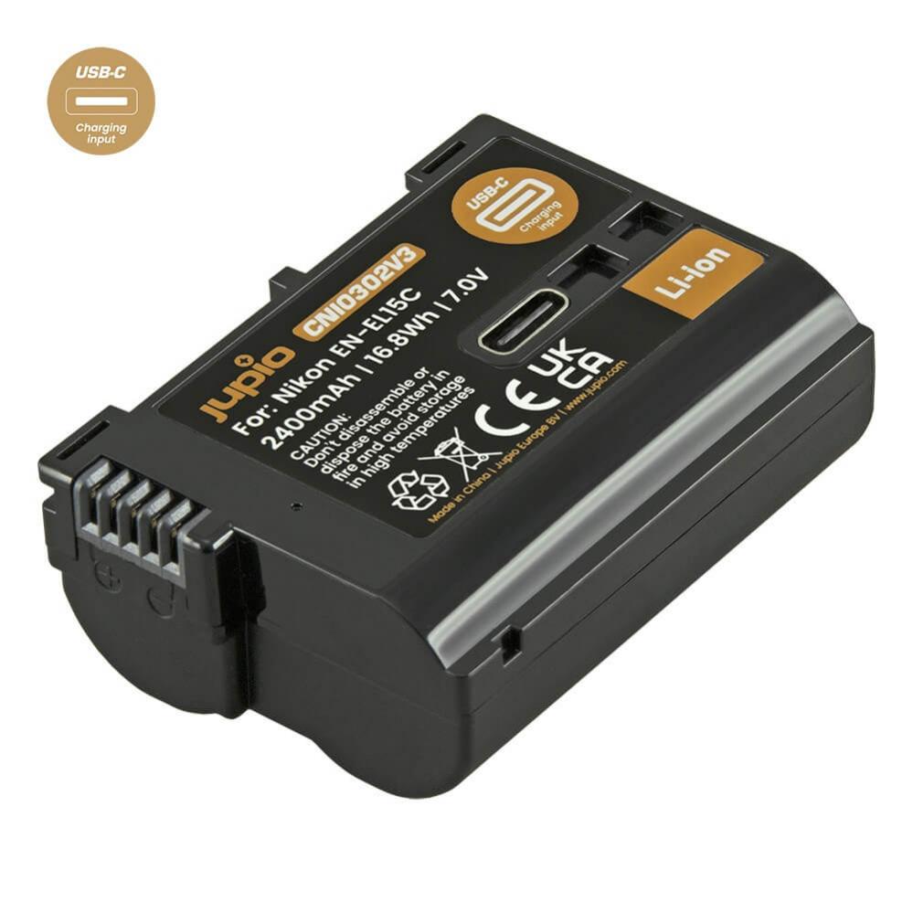  Jupio kamerabatteri 2400mAh fr Nikon EN-EL15C USB-C input CNI0302V2