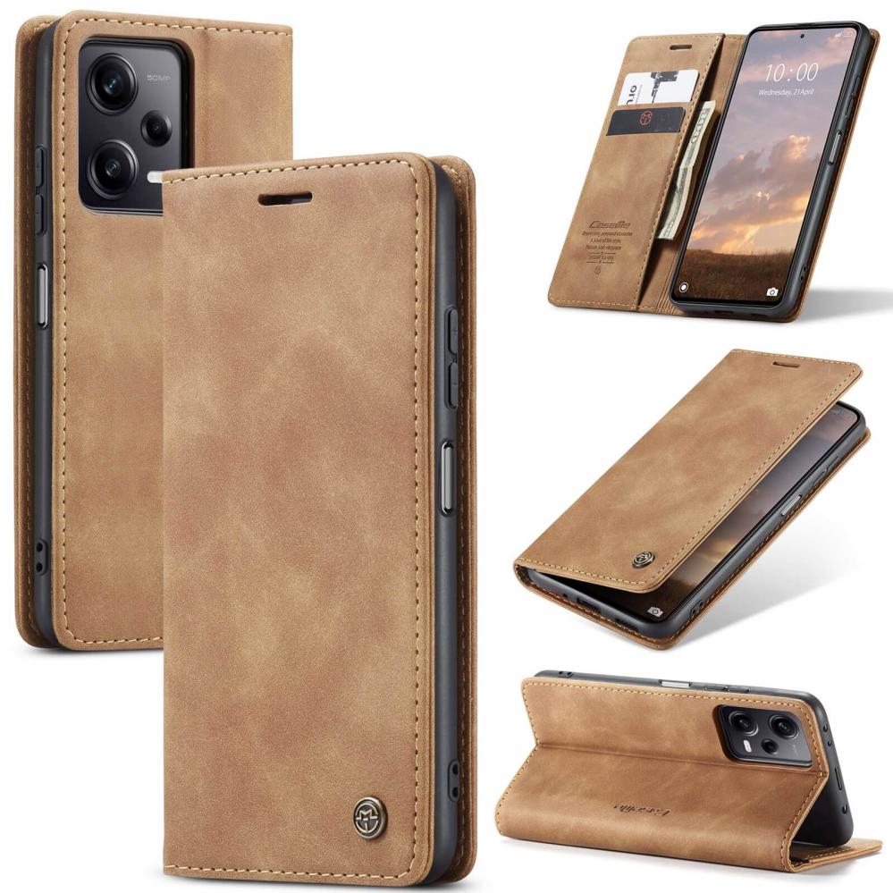  CaseMe Brun Plnboksfodral med kortplats fr Xiaomi Redmi Note 12 Pro 5G