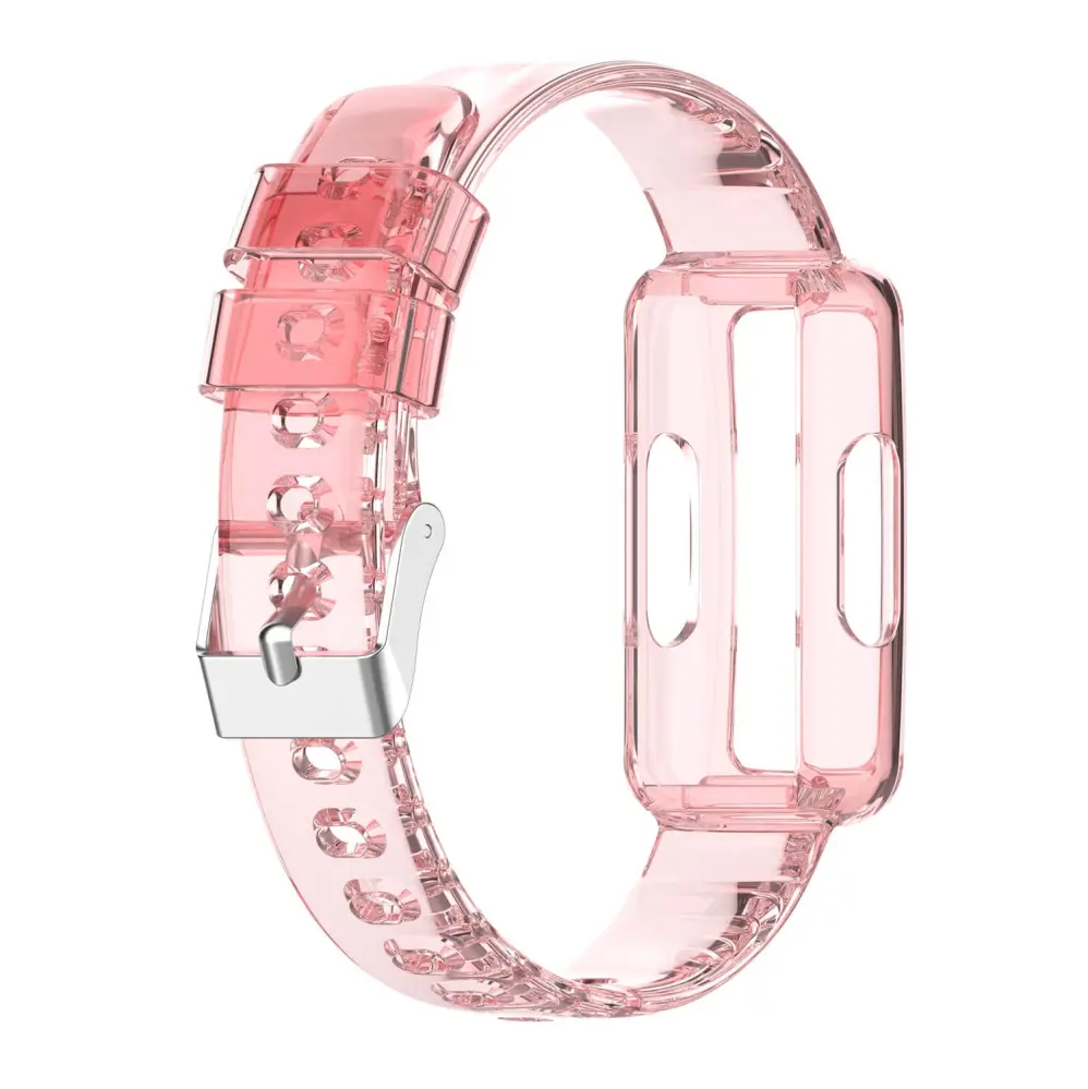 Silikonarmband transparent rosa för Fitbit Ace 2/3 Luxe Inspiere 1/2