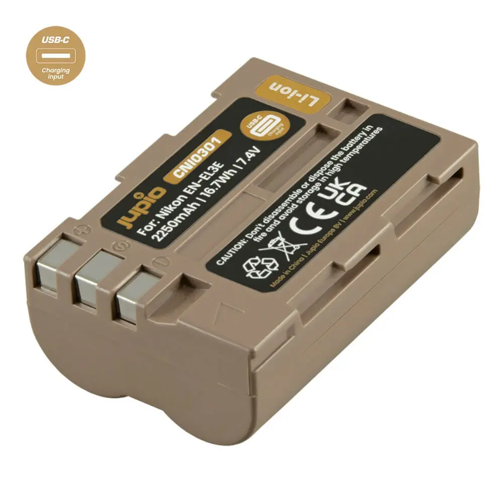 Jupio kamerabatteri 2250mAh för Nikon EN-EL3E USB-C input