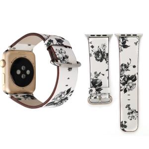  Armband för Apple Watch 38/40/41mm konstläder Vit & Grå blommig