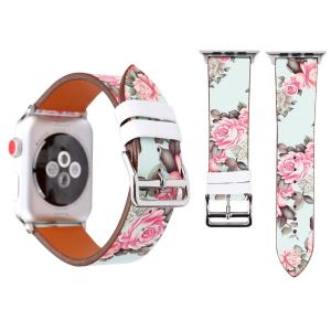  Armband för Apple Watch 38/40/41mm konstläder mintgrön med blommor