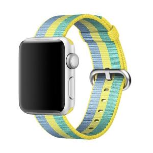  Armband för Apple Watch 42mm randig vävd Grön & Gul nylon