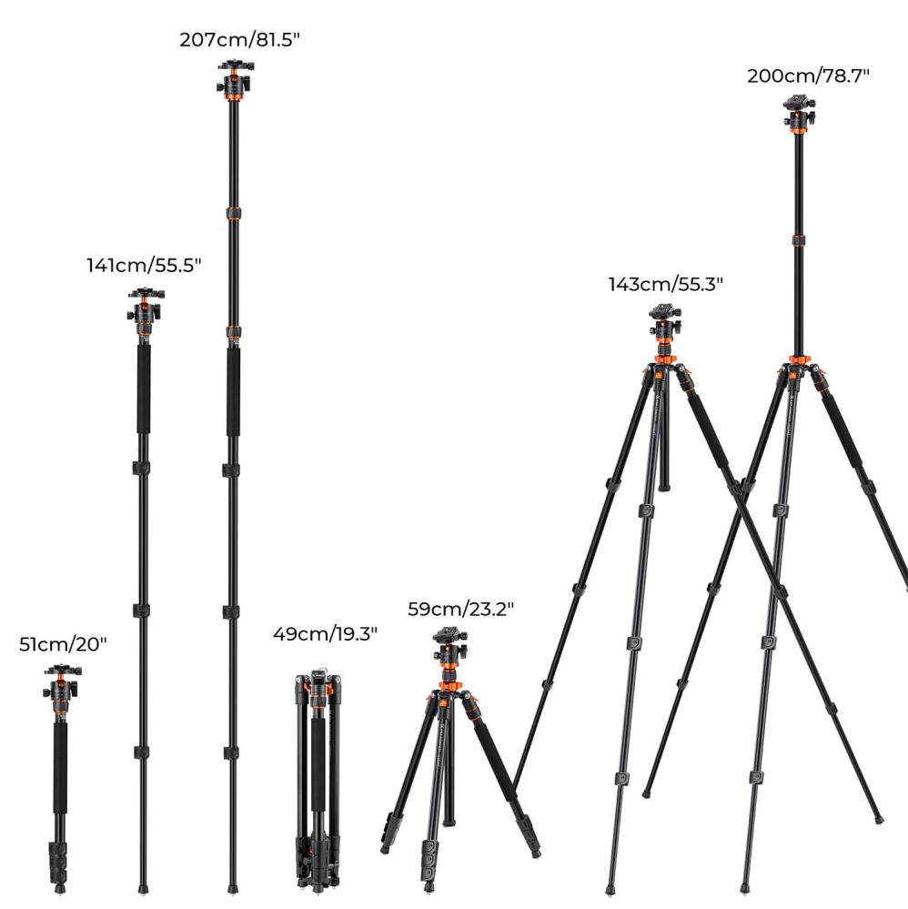  K&F Concept Kamerastativ med kulled & mittpelare 200cm 10kg