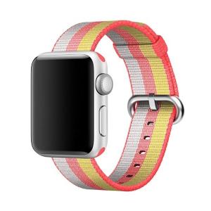  Armband för Apple Watch 42mm randig vävd Röd & Gul nylon