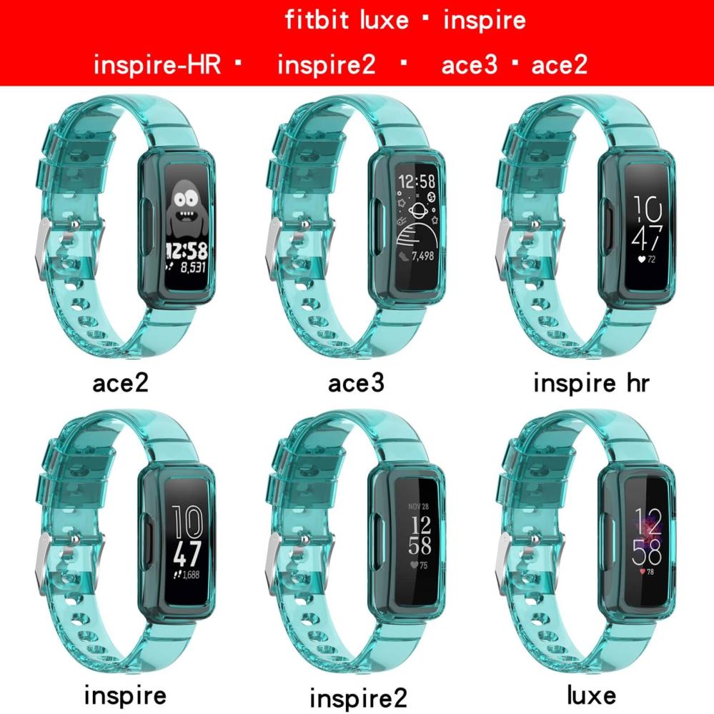  Silikonarmband transparent Svart för Fitbit Ace 2/3 Luxe Inspiere 1/2