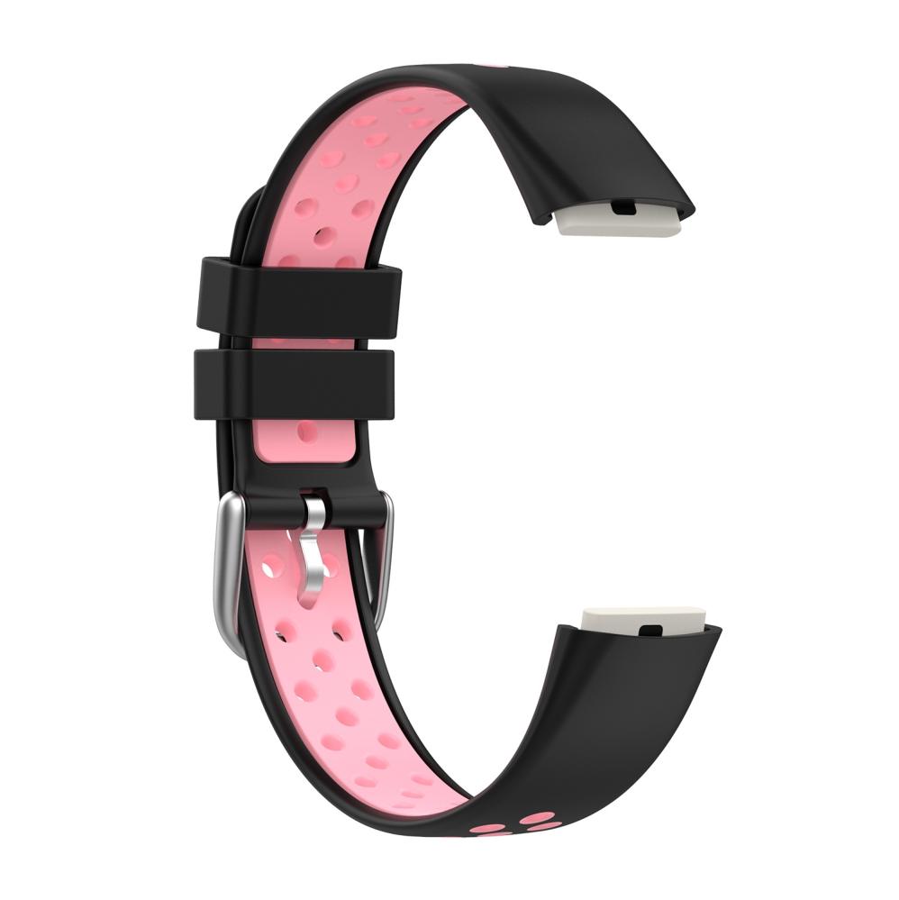  Silikonarmband Svart & Rosa för Fitbit Luxe 110-210mm