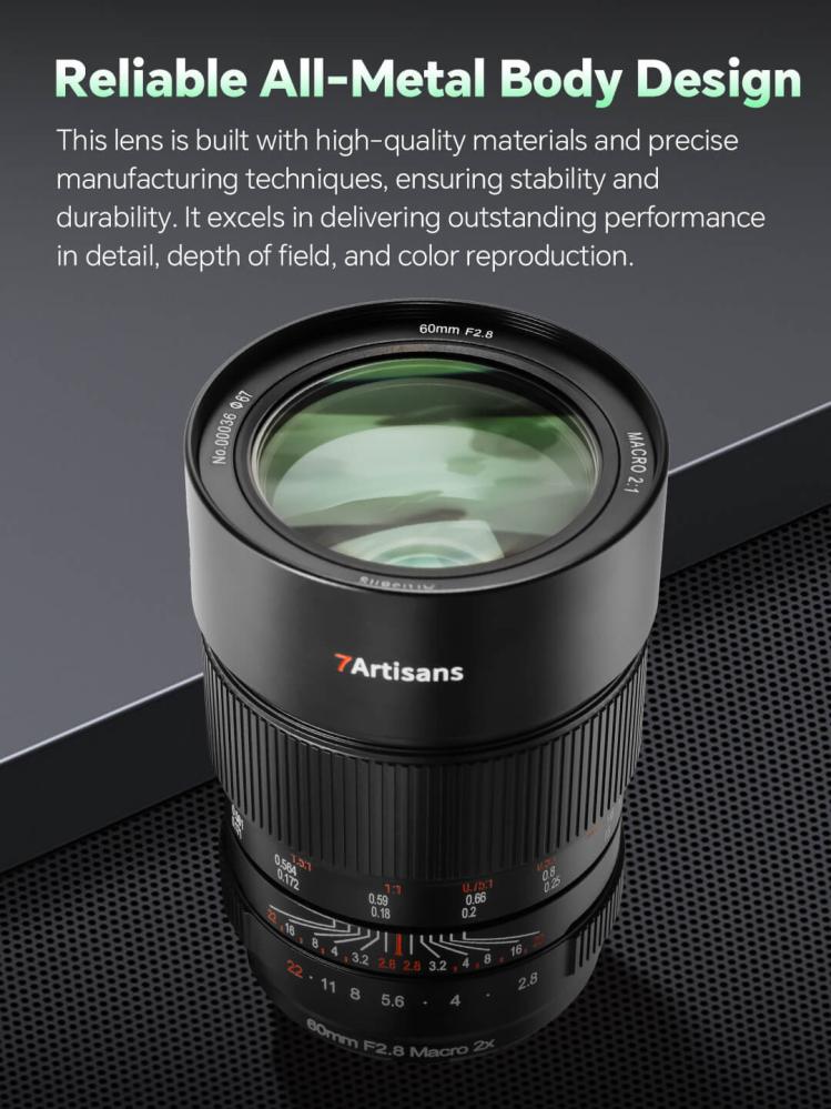  7Artisans 60mm f/2.8 Makroobjektiv 2x Fullformat för Nikon Z