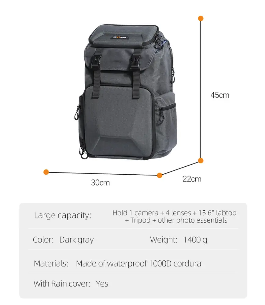 K&F Concept Kameraryggsäck med extra stötskydd