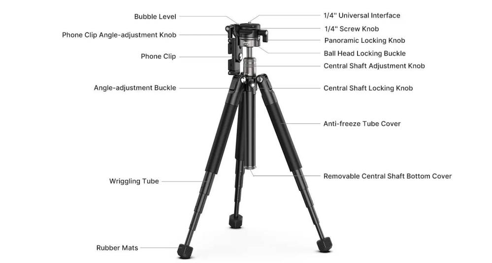  Ulanzi MT-63 Portabelt Kamerastativ 145cm med mobilhållare