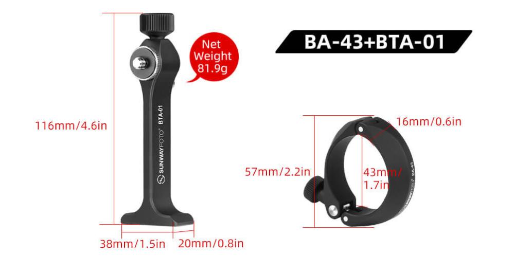  Sunwayfoto BA-43 Mobilhållare för kikare magnetisk modell med adapterring