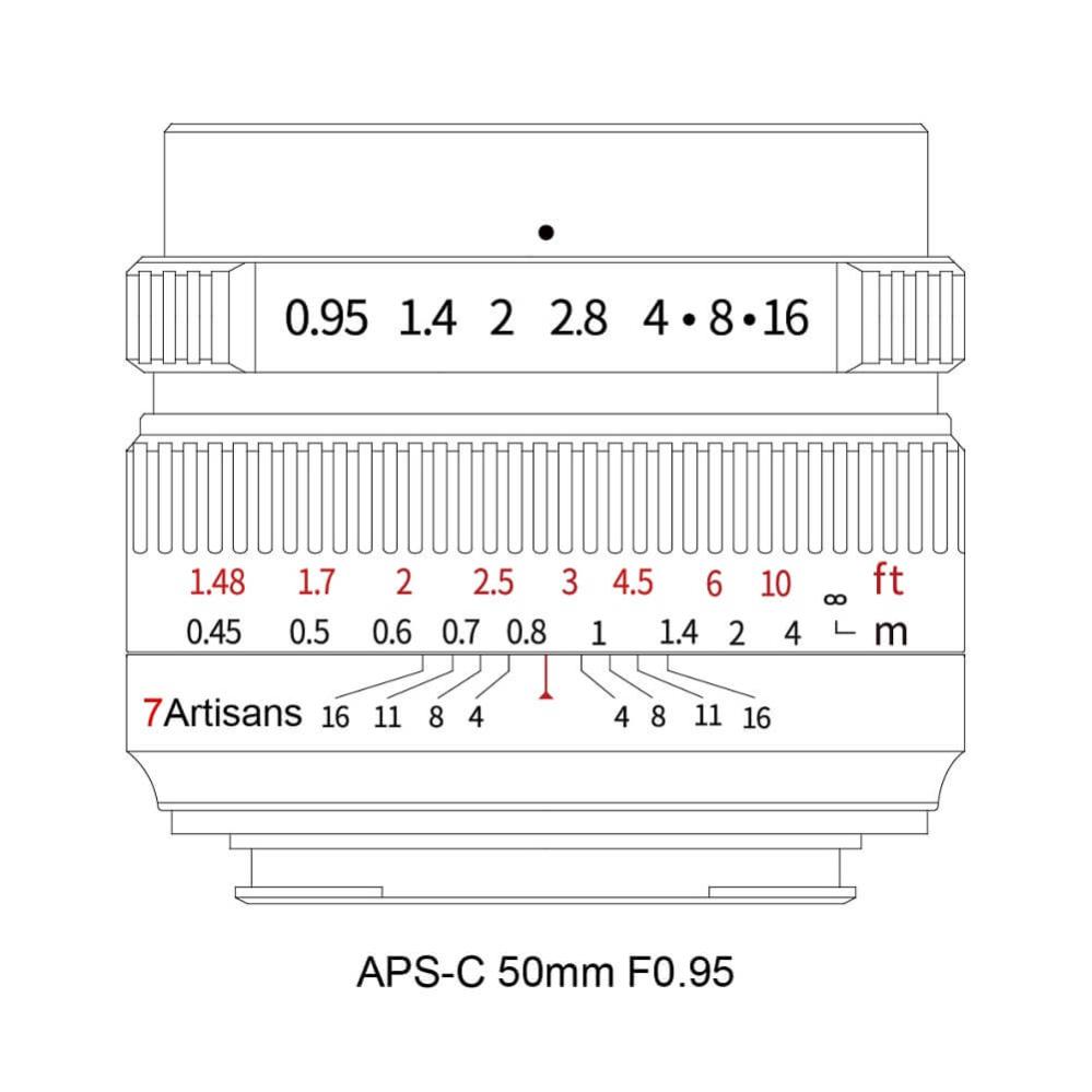  7Artisans 50mm f/0.95 Objektiv APS-C för Canon EOS M