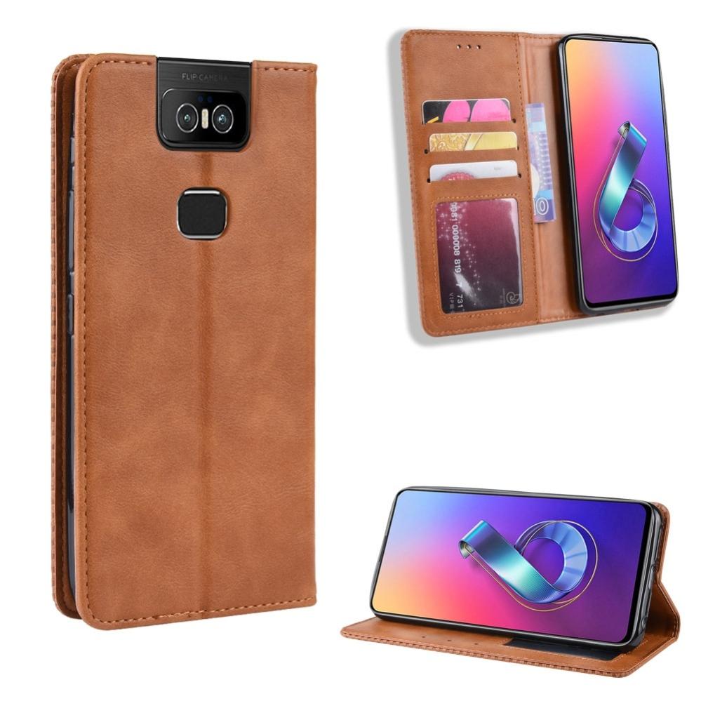  Plånboksfodral för ASUS Zenfone 6 ZS630KL Brun