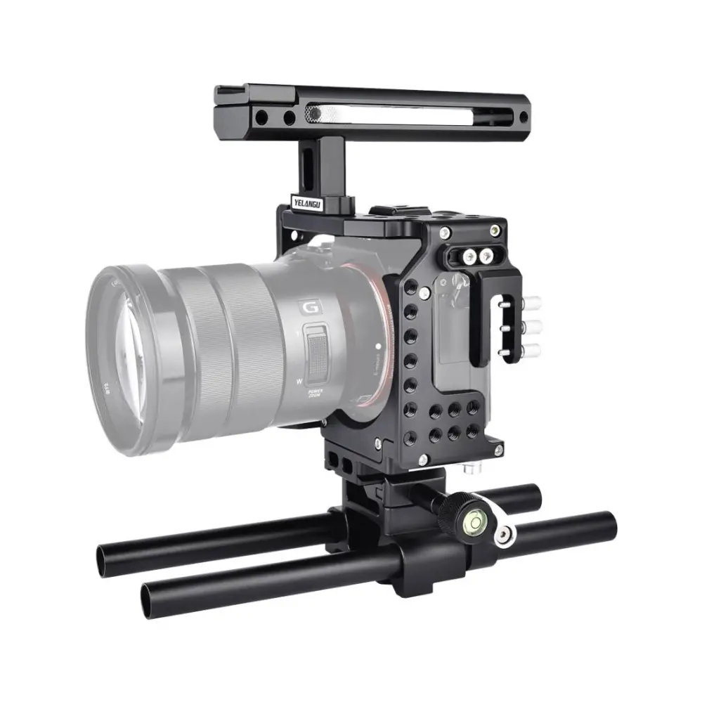 YELANGU CA7 Videokamerabur Cage med Rälsstång för Sony A7K A7X