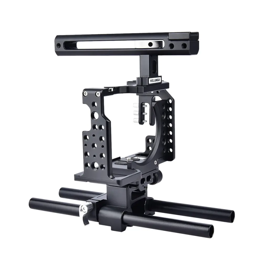 YELANGU CA7 Videokamerabur Cage med Rälsstång för Sony A7K A7X