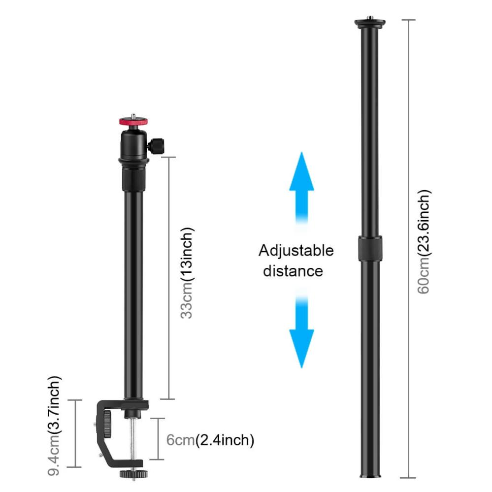  Puluz Bordsstativ 33-60cm med C-klämma & kulled