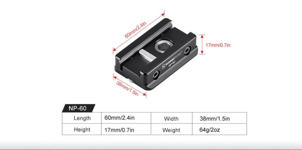  Sunwayfoto NP-60 NATO Picatinny adapter till Arca Swiss