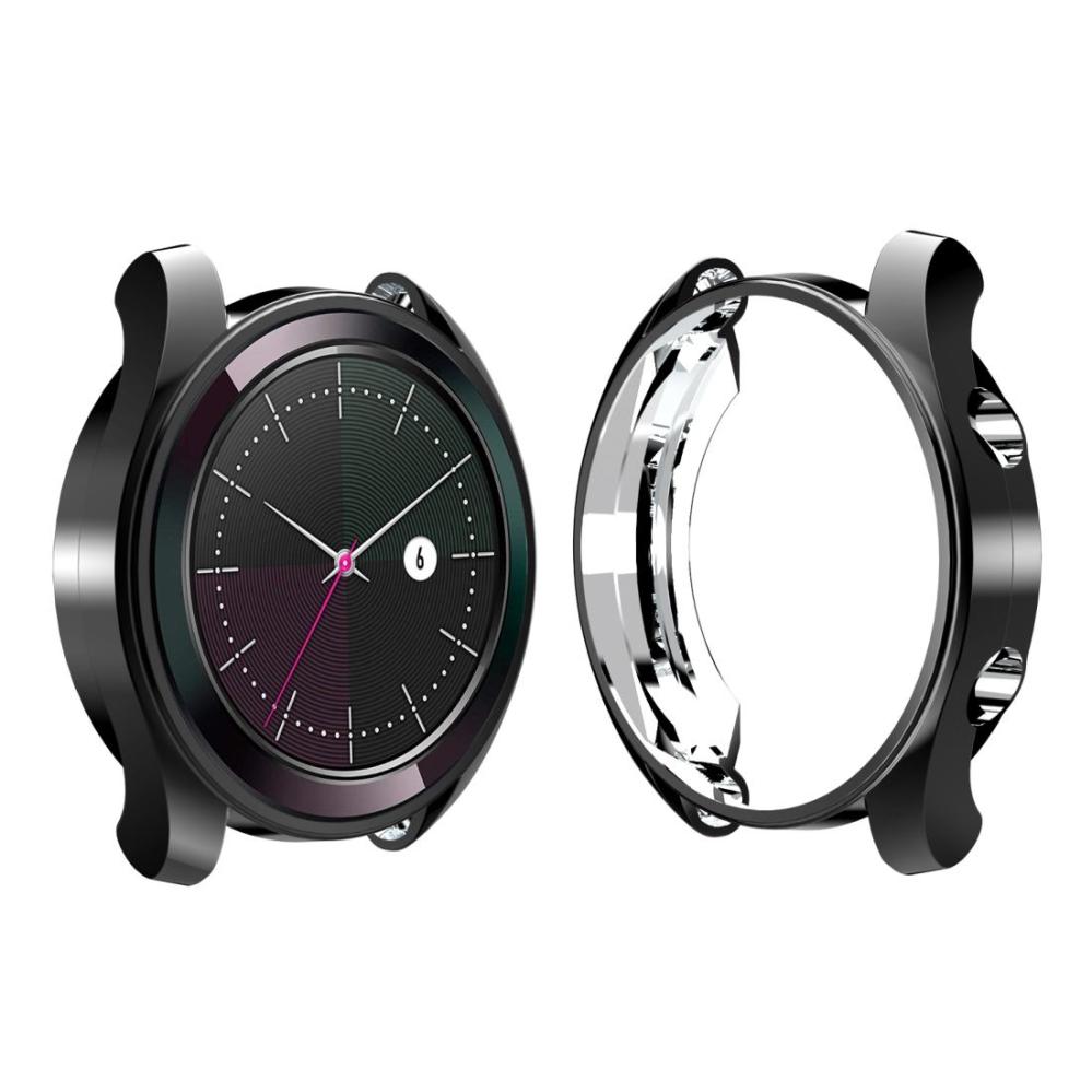  Displayskydd med ram för Huawei Watch GT Elegant 42mm av härdat glas Svart