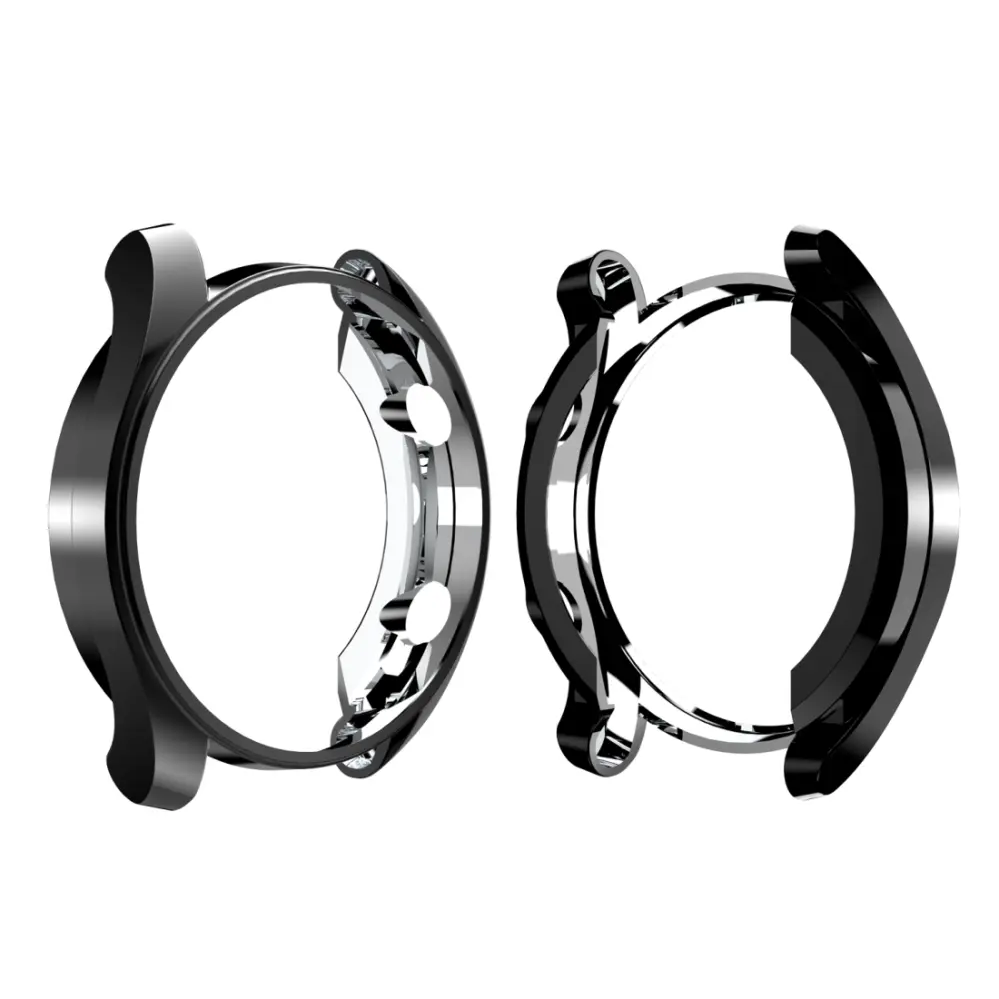 Displayskydd med ram för Huawei Watch GT Elegant 42mm av härdat glas Svart