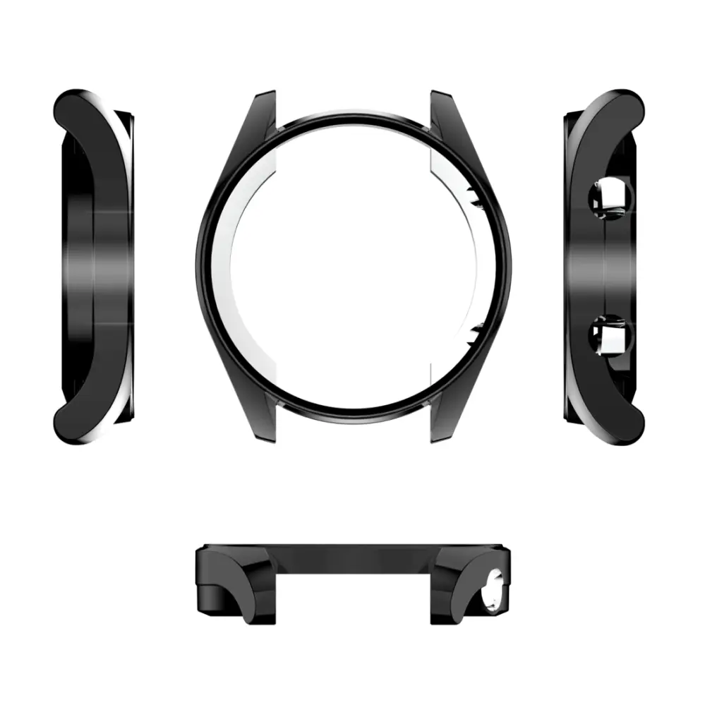 Displayskydd med ram för Huawei Watch GT Elegant 42mm av härdat glas Svart