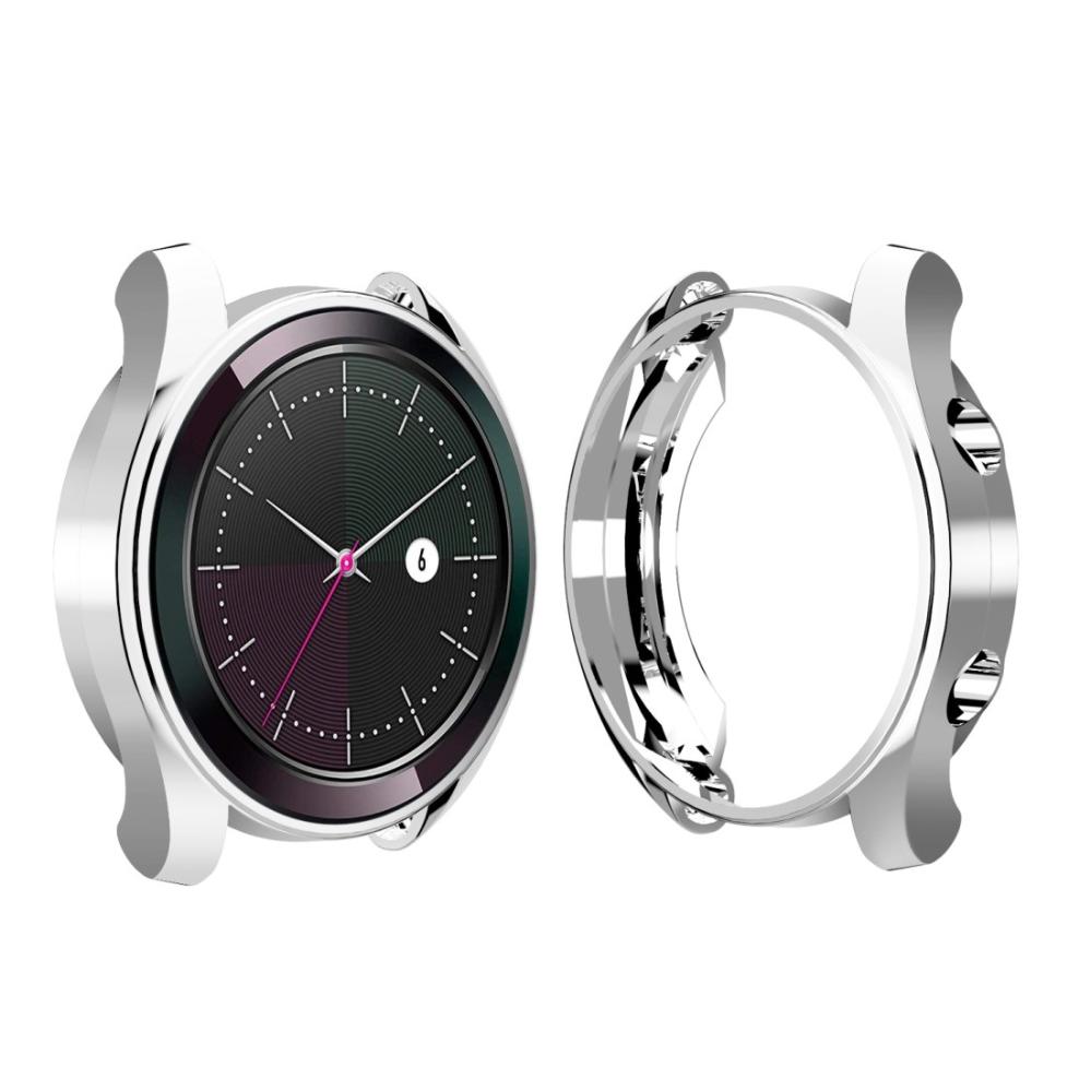  Displayskydd med ram för Huawei Watch GT Elegant 42mm av härdat glas Silver