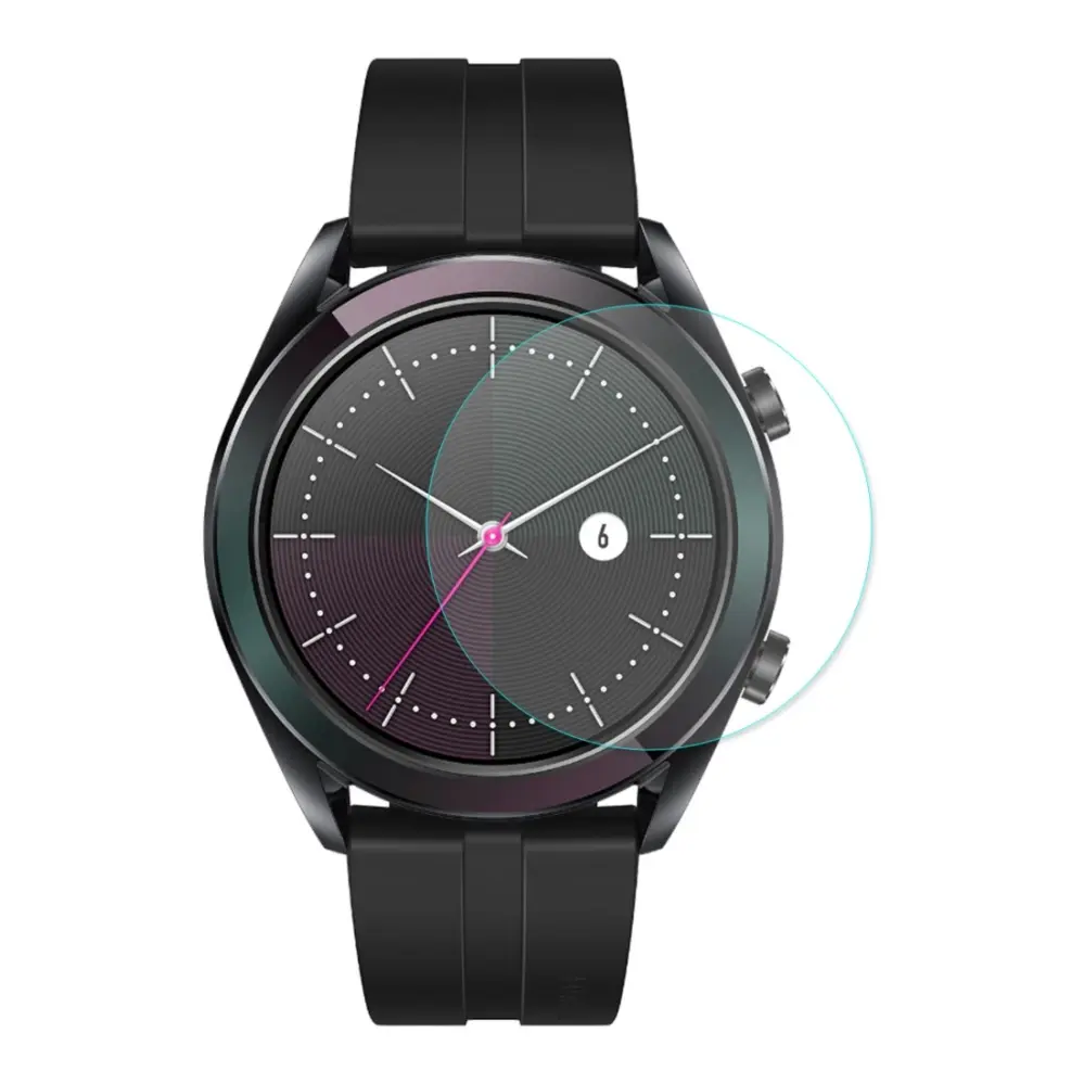 Displayskydd med ram för Huawei Watch GT Elegant 42mm av härdat glas Svart