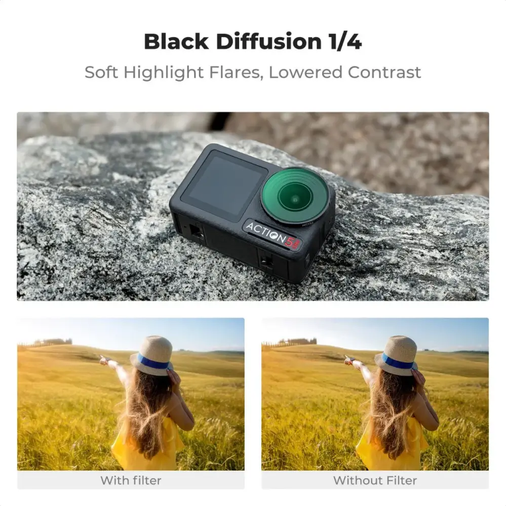  K&F Concept Black Diffusion 1/4-filter för DJI Osmo Action 4/ 5 Pro