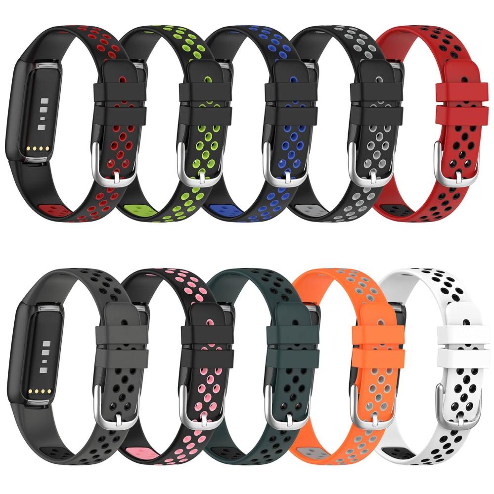  Silikonarmband Svart & Rosa för Fitbit Luxe 110-210mm