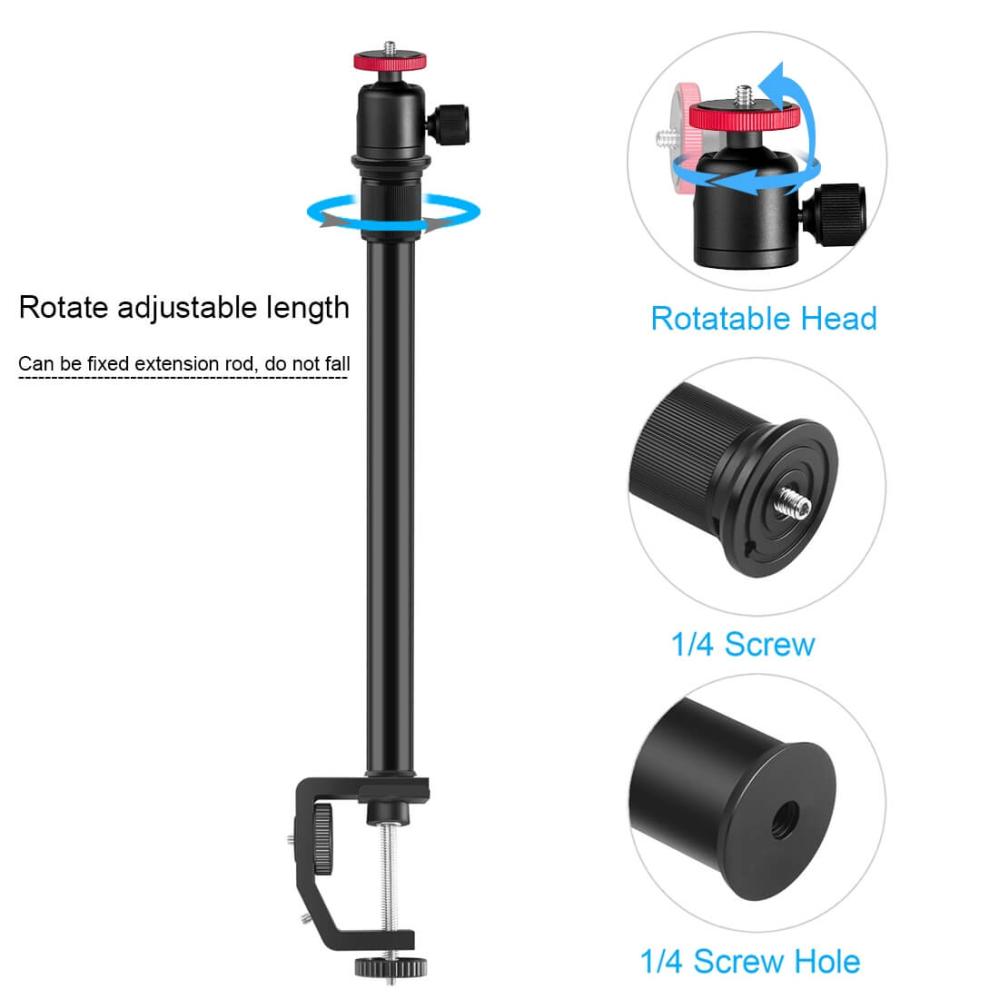  Puluz Bordsstativ 33-60cm med C-klämma & kulled