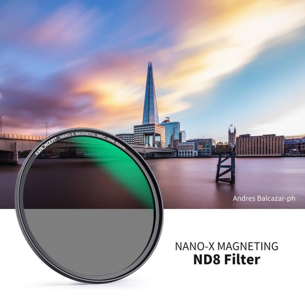  K&F Concept Magnetiskt ND-filter ND8 med adapterring & magnetlock