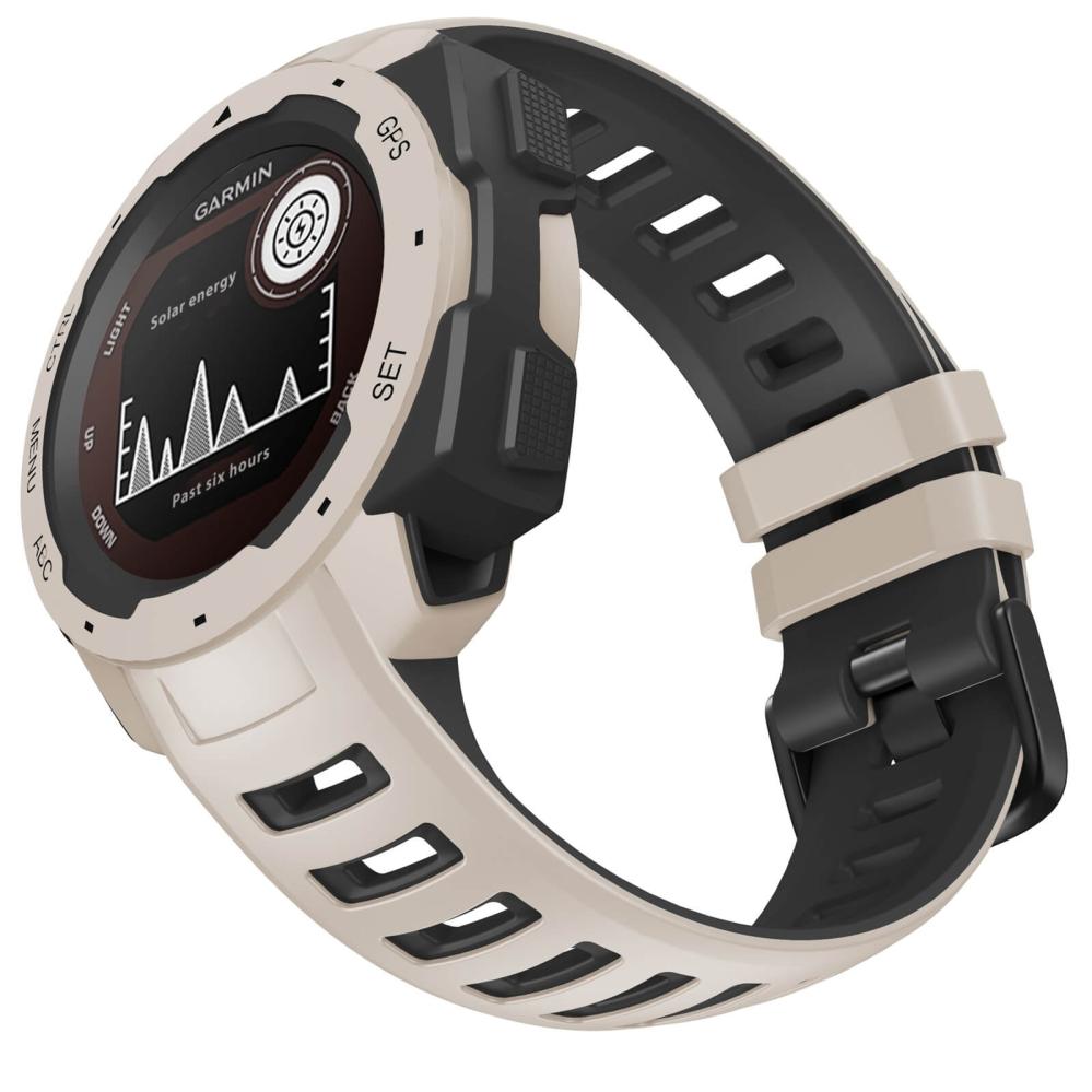  Silikonarmband för Garmin Instinct/Instinct Esports 22mm Beige & Svart