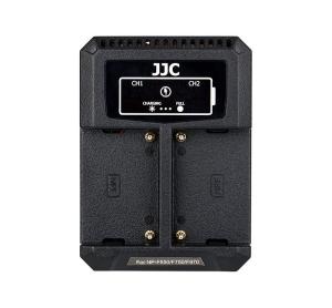  JJC USB-driven dubbel batteriladdare för Sony NP-F550/F750/F970/FM50/FM500H