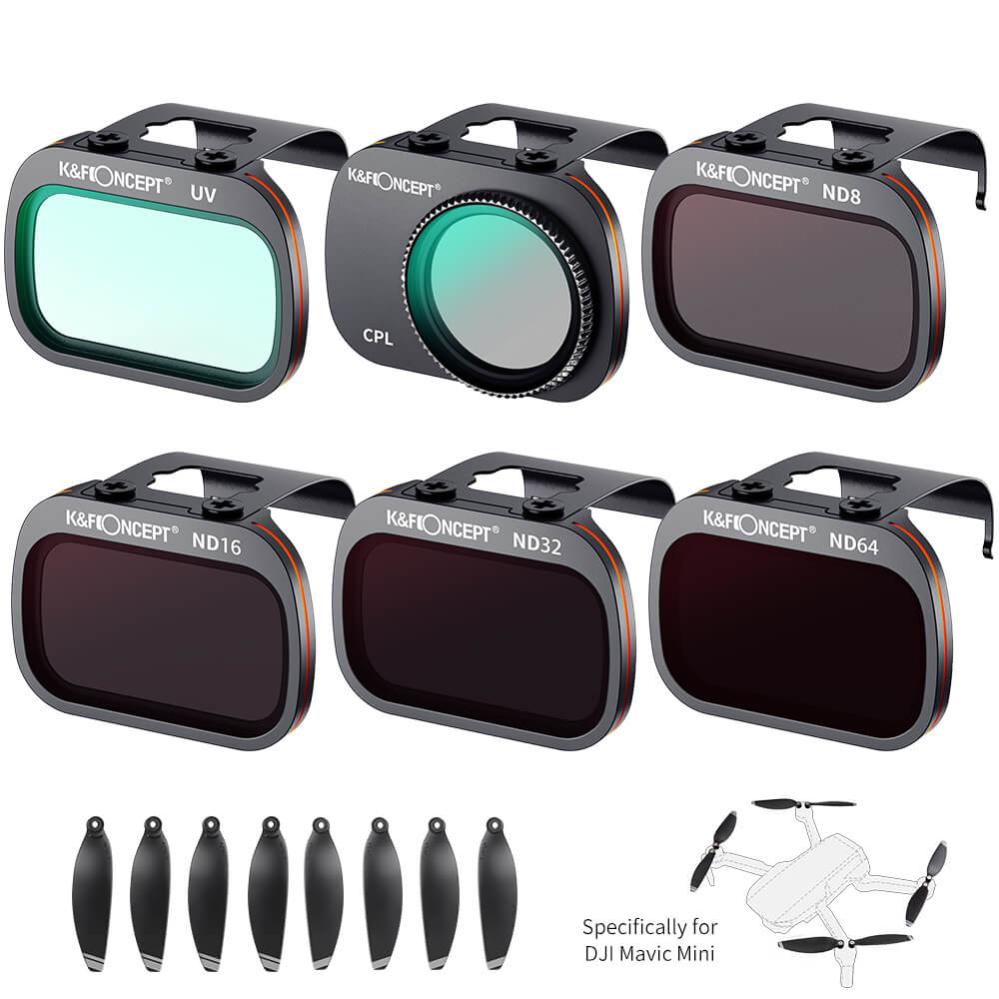  K&F Concept Filter-Kit 6 i 1 ND8 ND16 ND32 ND64 CPL UV för DJI Mavic Mini 1/2