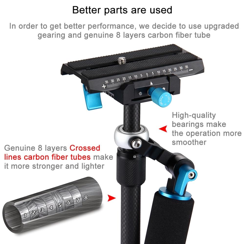  Puluz Handhållen kolfiber stabilisator för systemkameror 27-37cm