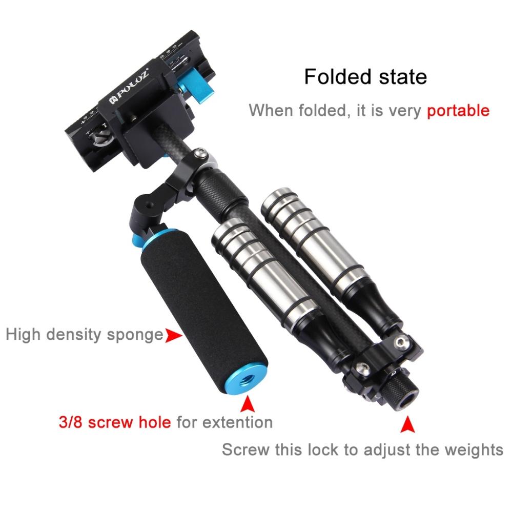  Puluz Handhållen kolfiber stabilisator för systemkameror 27-37cm