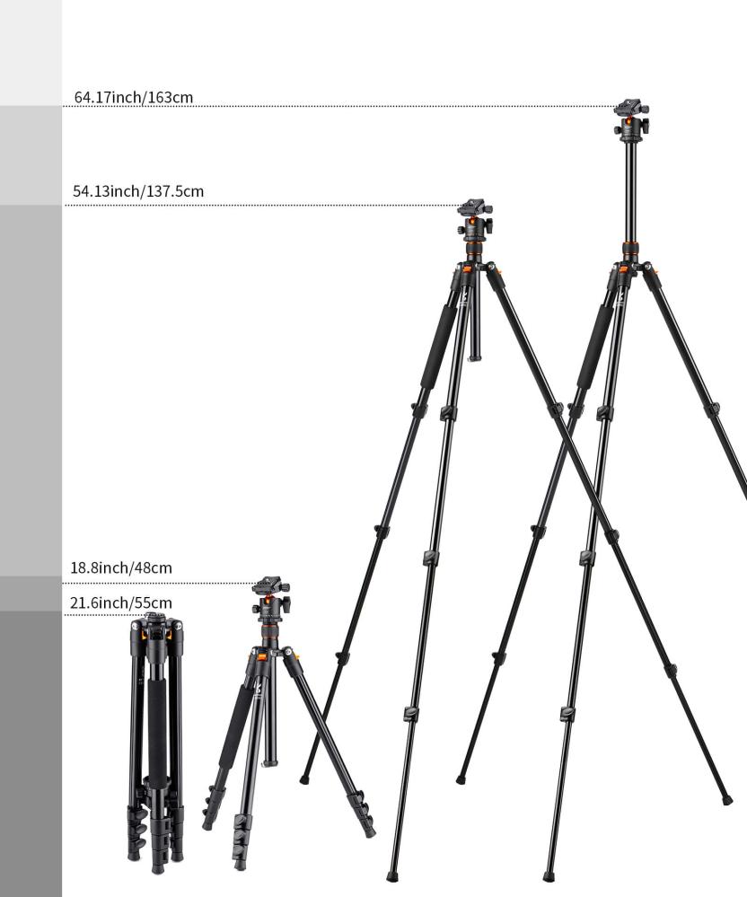  K&F Concept Kamerastativ med Panorama kulled 177cm 15kg